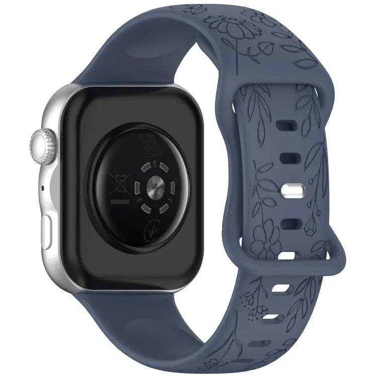 For Huawei Watch Fit 5 / Fit 5 Pro / Fit 4 Sunflower Pattern Butterfly Buckle Silicone Watch Band(Blue Gray)