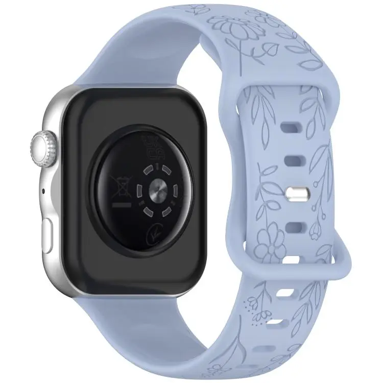 For Huawei Watch Fit 5 / Fit 5 Pro / Fit 4 Sunflower Pattern Butterfly Buckle Silicone Watch Band(Light Blue)