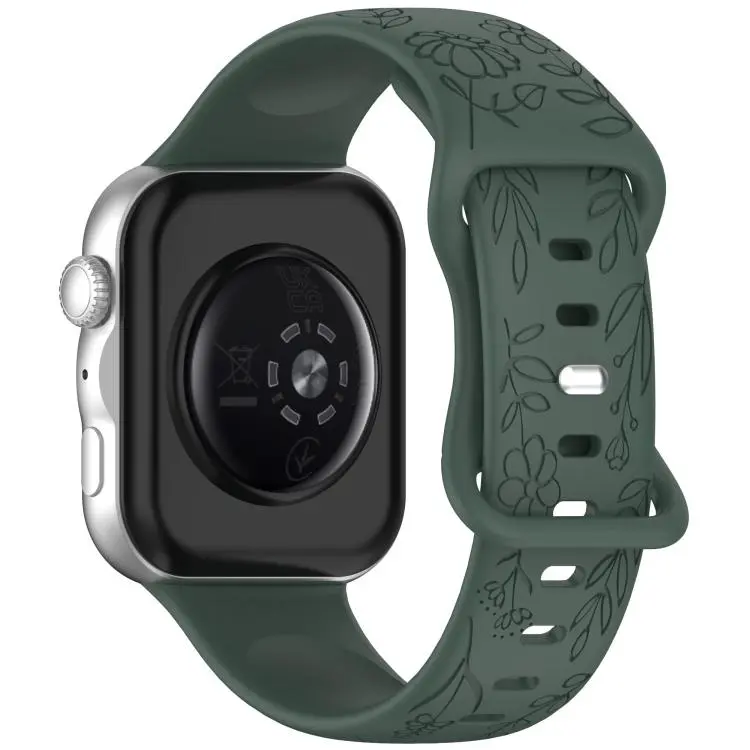 For Huawei Watch Fit 5 / Fit 5 Pro / Fit 4 Sunflower Pattern Butterfly Buckle Silicone Watch Band(Pine Green)