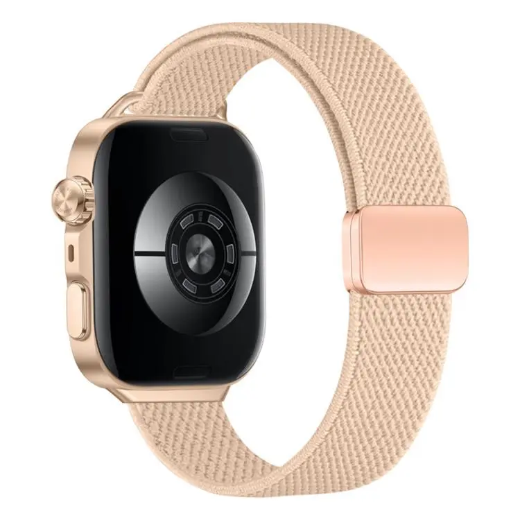 For Huawei Watch Fit5 / Fit5 Pro / Fit4 Slim Magnetic Buckle Elastic Nylon Watch Band(Flesh Pink)