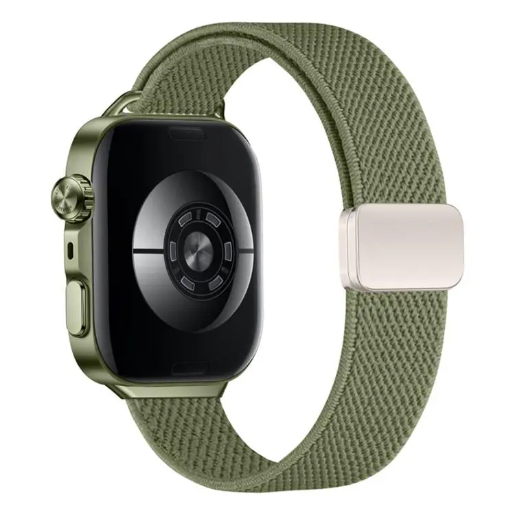 For Huawei Watch Fit5 / Fit5 Pro / Fit4 Slim Magnetic Buckle Elastic Nylon Watch Band(Olive Green)