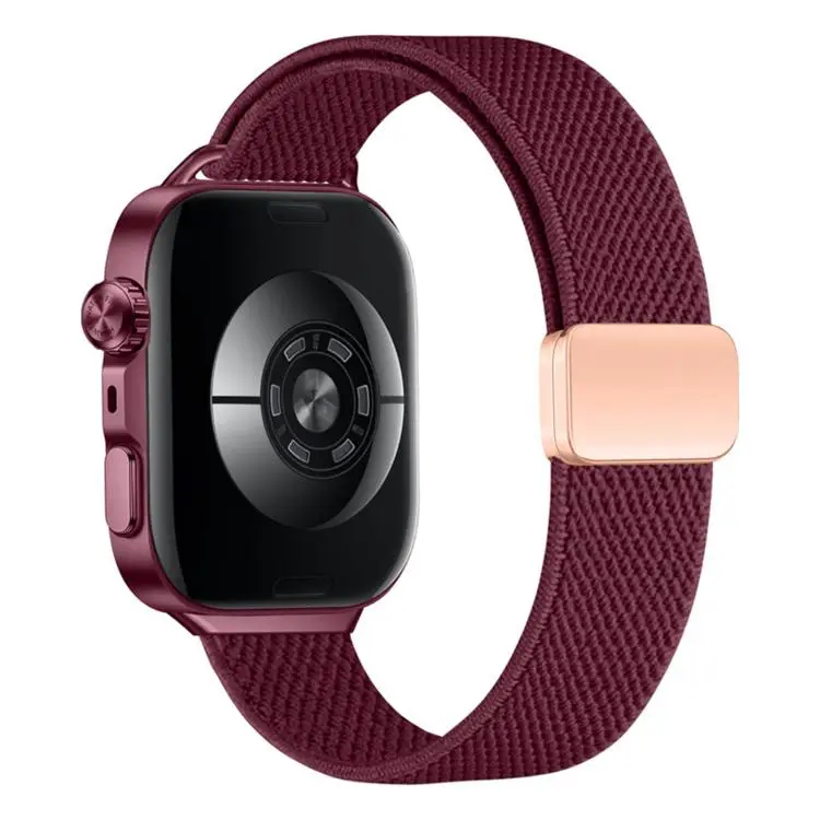 For Huawei Watch Fit5 / Fit5 Pro / Fit4 Slim Magnetic Buckle Elastic Nylon Watch Band(Wine Red)
