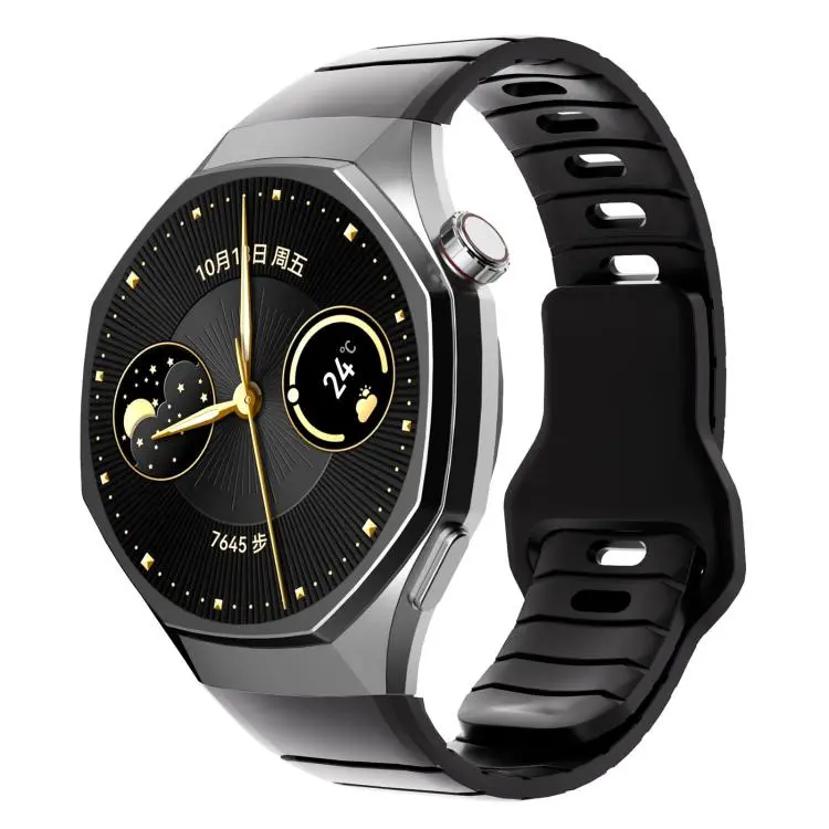 For Huawei Watch GT 6 Pro Dedicated Connector Armor-Style Reverse Buckle Silicone Watch Band(Black)