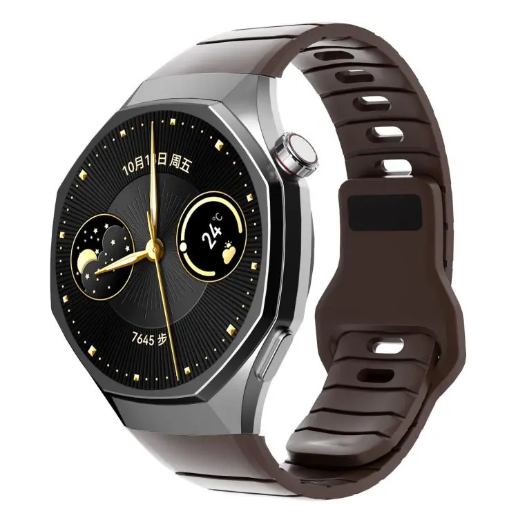 For Huawei Watch GT 6 Pro Dedicated Connector Armor-Style Reverse Buckle Silicone Watch Band(Brown)