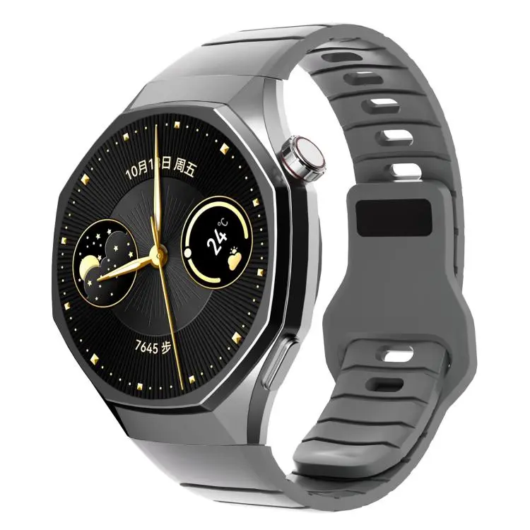 For Huawei Watch GT 6 Pro Dedicated Connector Armor-Style Reverse Buckle Silicone Watch Band(Gray)