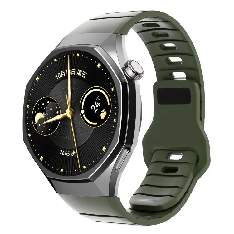 For Huawei Watch GT 6 Pro Dedicated Connector Armor-Style Reverse Buckle Silicone Watch Band(Green)