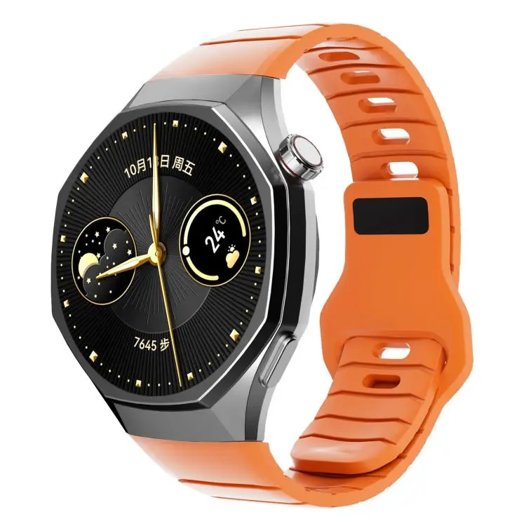 For Huawei Watch GT 6 Pro Dedicated Connector Armor-Style Reverse Buckle Silicone Watch Band(Orange)