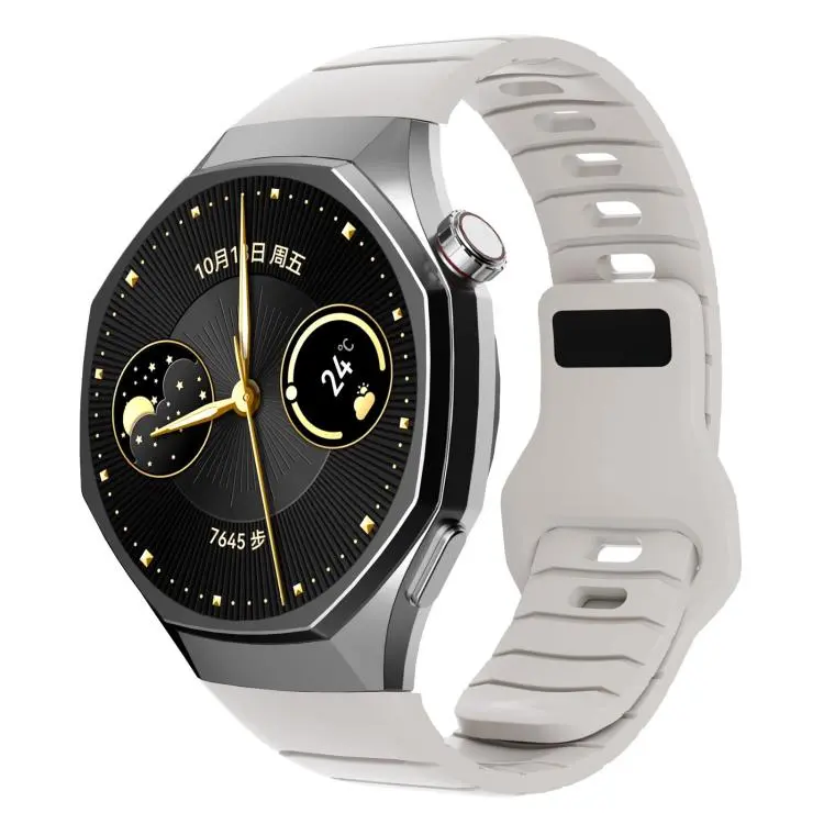 For Huawei Watch GT 6 Pro Dedicated Connector Armor-Style Reverse Buckle Silicone Watch Band(Starlight)