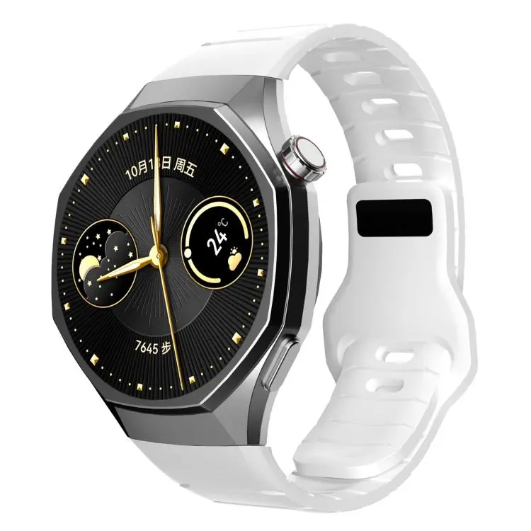 For Huawei Watch GT 6 Pro Dedicated Connector Armor-Style Reverse Buckle Silicone Watch Band(White)