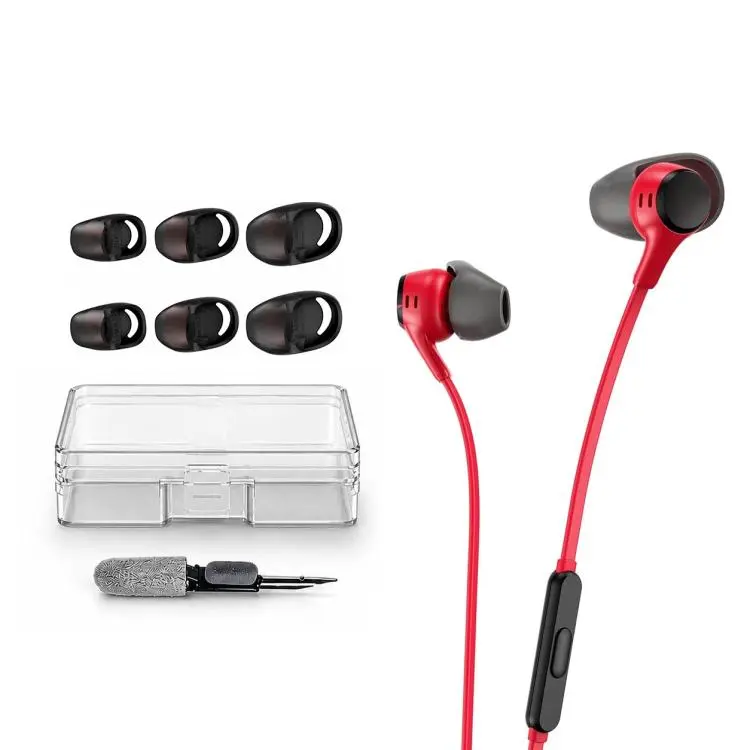 For HyperX Cloud EarBuds XDcase 3 Pairs Replacement Silicone Ear Tips Kit, S/M/L Size, Cleaning Brush Color Random(Transparent Black)