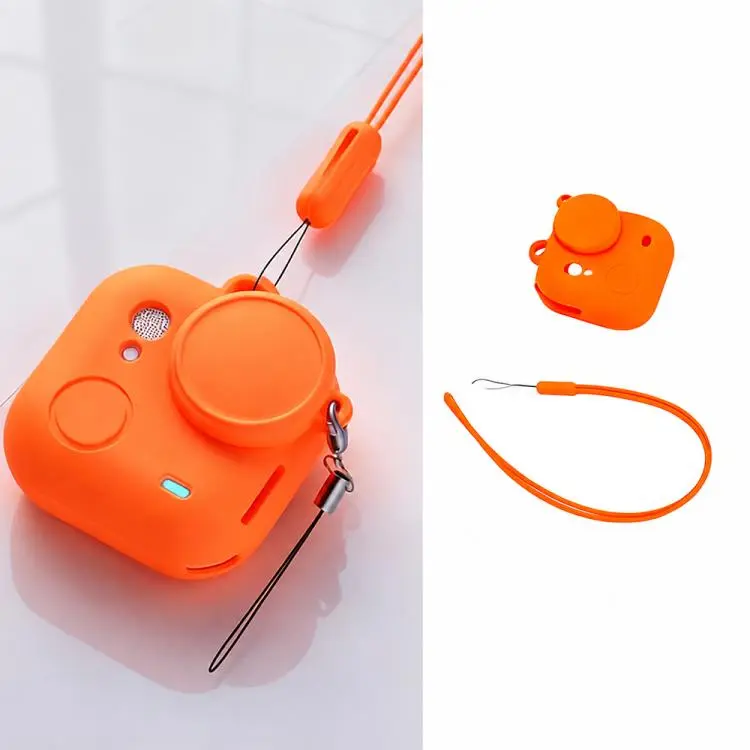 For Insta360 Go Ultra Silicone Protective Full-Body Camera Cover with Neck Strap and Lens Anti-Loss Strap(Orange)