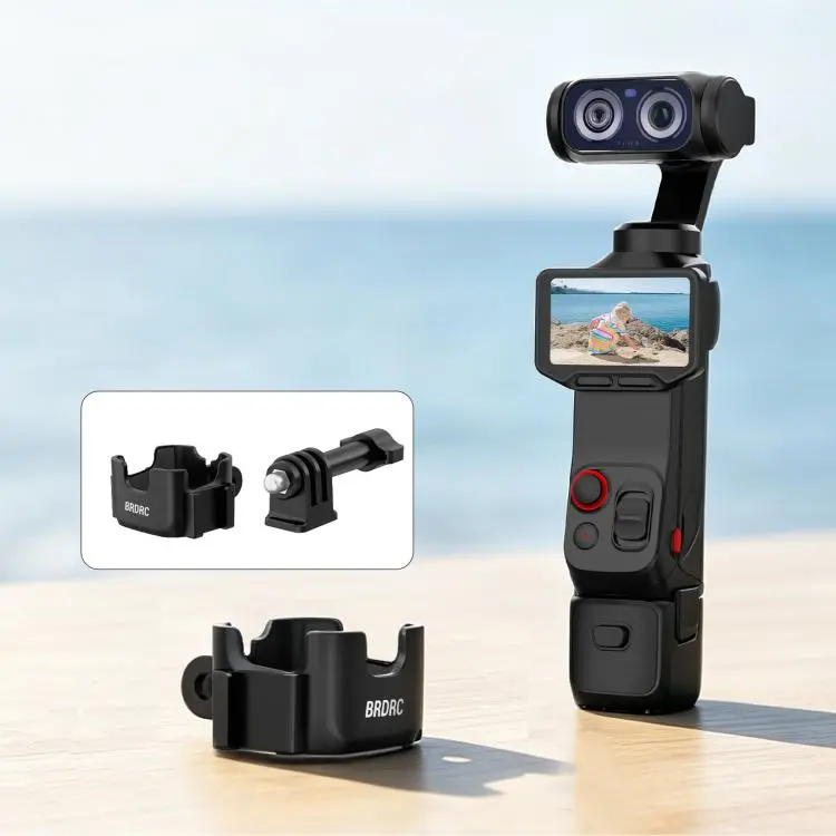 For Insta360 Luna Ultra BRDRC Protective Bezel Expansion Clip Bracket Adapter Base Accessory(Black)
