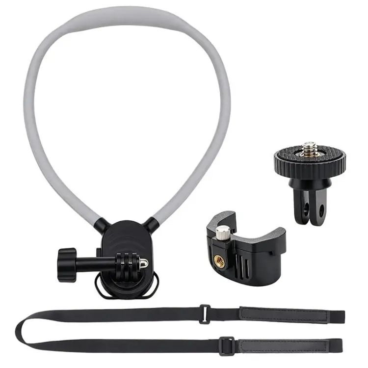 For Insta360 Luna Ultra Lazy Neck Bracket POV View Mount with 1/4 Screw Hole & Dual-Prong Mount(Adapter Neck Mount Strap Set)
