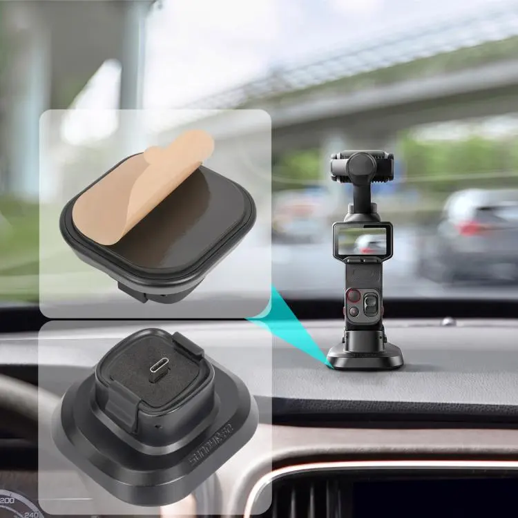 For Insta360 Luna Ultra / Pro Sunnylife Quick-Release Adhesive Car Base Stand Mount Supporting Holder(Black)