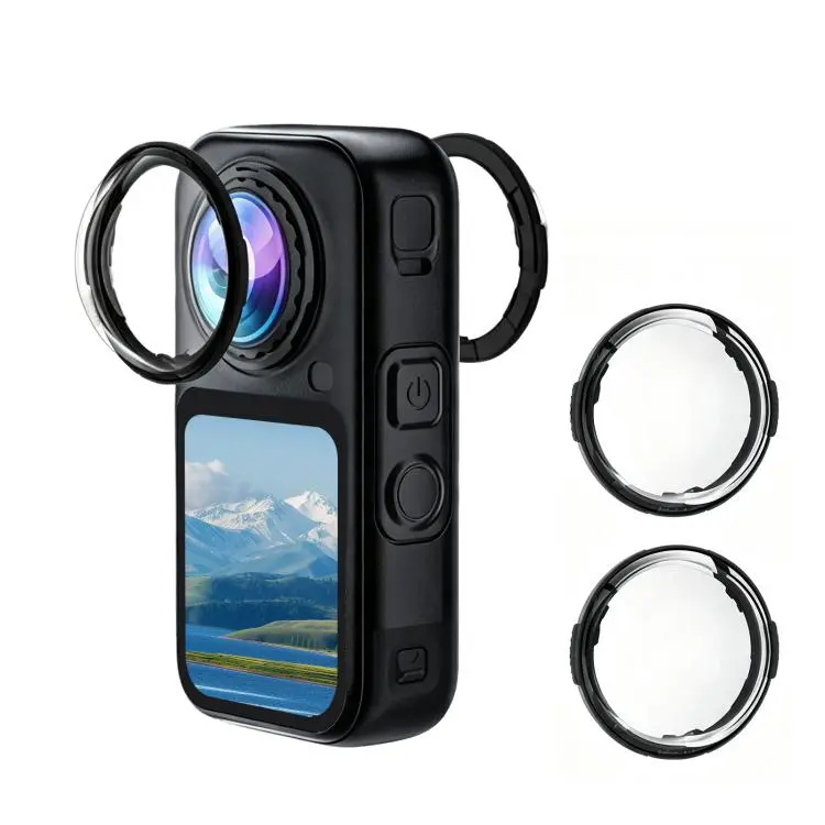 For Insta360 X6 2 PCS/Pack PULUZ Rotation Lock Optical Tempered Glass Lens Guard Protective Cover (Black)