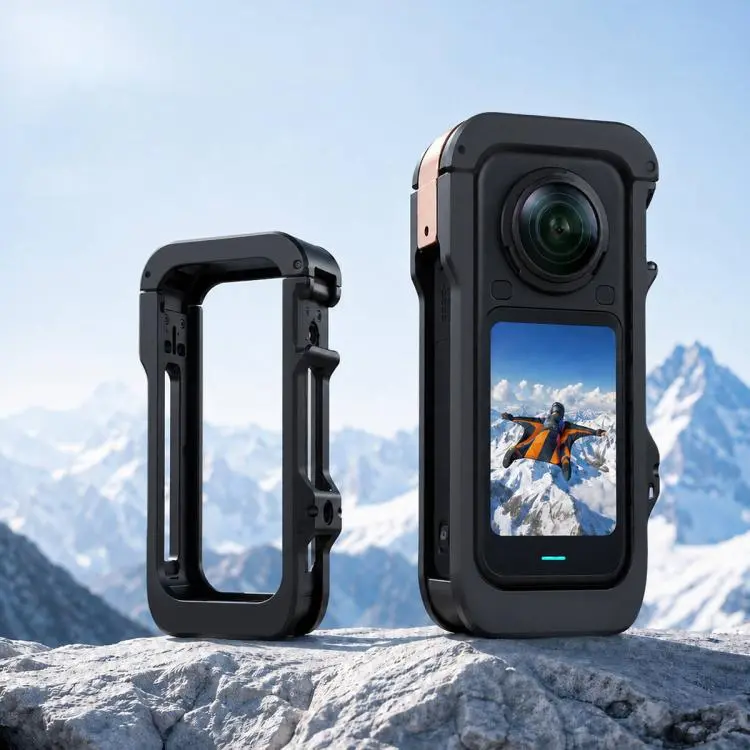 For Insta360 X6 Aluminum Alloy Rabbit Cage Frame Quick-Release Protective Cover(Black)
