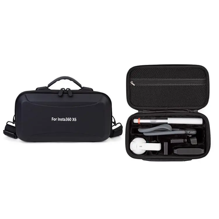 For Insta360 X6 Camera Kit Hard Shell Carrying Case Waterproof Travel Storage Bag with Shoulder Strap(With Text Black)
