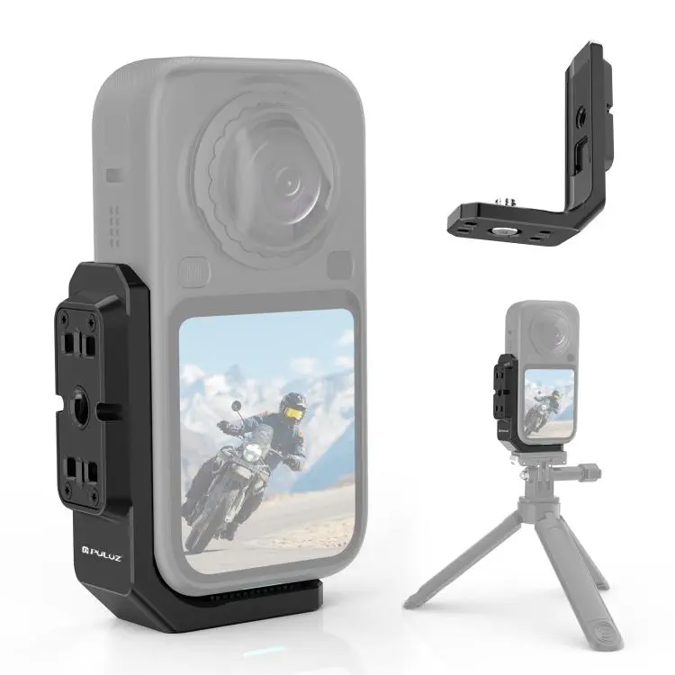 For Insta360 X6 PULUZ Magnetic Horizontal-Vertical Quick Release Plate L Metal Bracket (Black)
