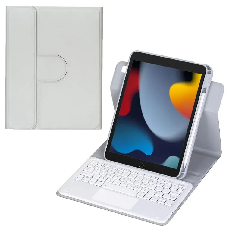 For iPad 10.2 2021 / 2019 / iPad Air 3 360-degree Rotation Bluetooth Keyboard Leather Tablet Case with Touchpad(Grey)