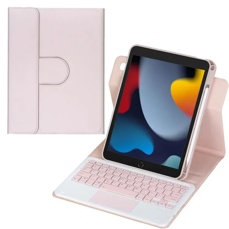 For iPad 10.2 2021 / 2019 / iPad Air 3 360-degree Rotation Bluetooth Keyboard Leather Tablet Case with Touchpad(Pink)
