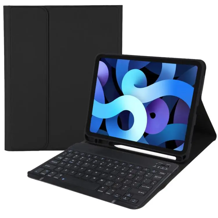 For iPad 10.2 2021 / 2020 / 2019 Solid Color Smart Tablet Leather Case with Detachable BT Keyboard(Black)