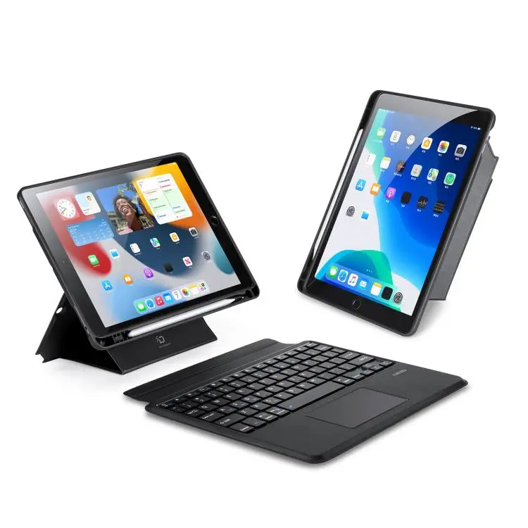 For iPad 10.2 2021 / 2020 / Air 2019 DUX DUCIS DK Series Backlight Magnetic Wireless Keyboard Vegan Leather Tablet Case(Black)