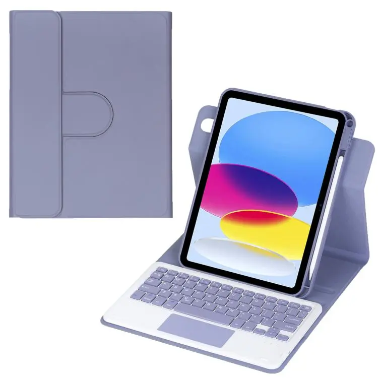 For iPad 2025 / 2022 360-degree Rotation Bluetooth Keyboard Leather Tablet Case with Touchpad(Lavender Purple)