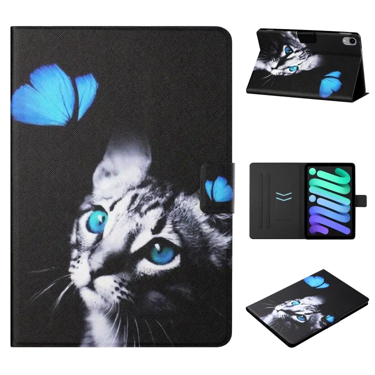 For iPad 2025 / 2022 Colored Drawing Pattern Flip Leather Smart Tablet Case(Butterfly Cat)