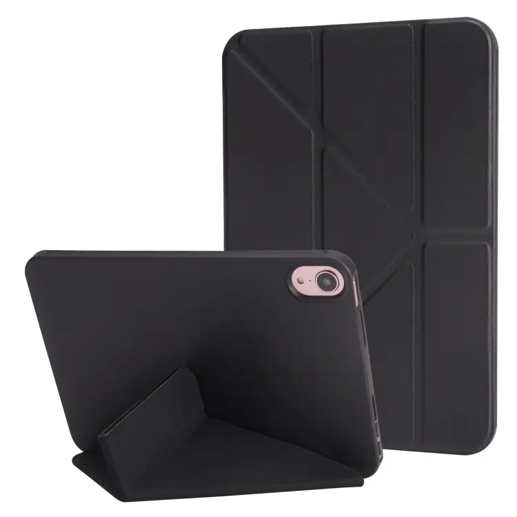 For iPad 2025 / 2022 Millet Texture PU + Silicone 3-folding Leather Tablet Case(Black)
