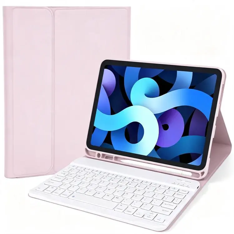 For iPad 2025 / 2022 Solid Color Smart Tablet Leather Case with Detachable BT Keyboard(Pink)
