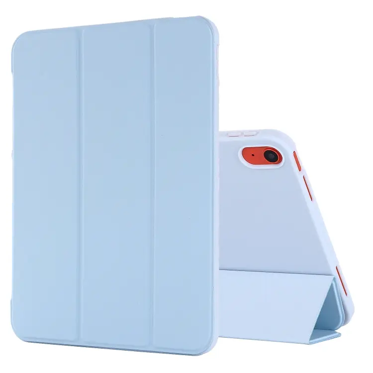 For iPad 2025 / 2022 Tri-fold Holder Tablet Leather Case(Light Blue)