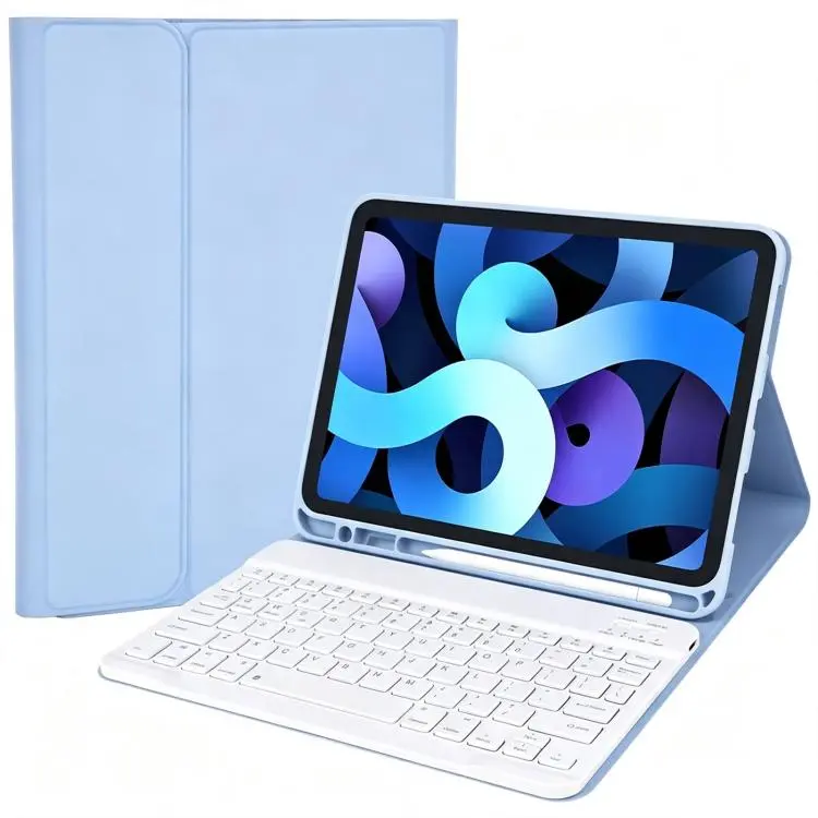 For iPad 9.7 2017 / 2018 / Air 2 / Air Solid Color Smart Tablet Leather Case with Detachable BT Keyboard(Taro Purple)