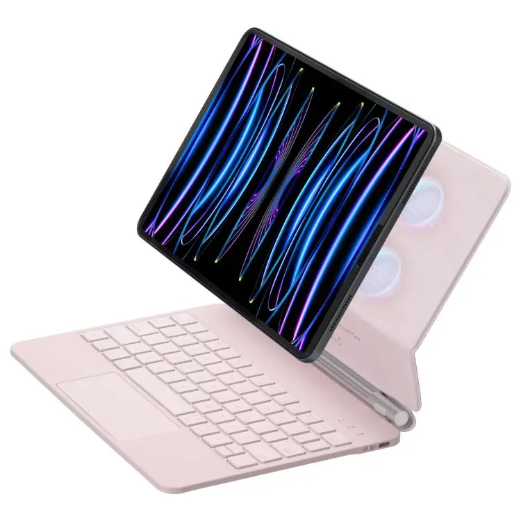 For iPad Air 11 2025 / 2024 / Pro 11 2022 Touch Pad Bluetooth Keyboard Leather Tablet Cover(Pink)