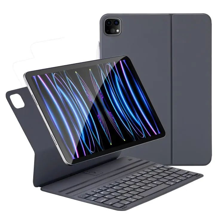 For iPad Air 11 2025 / 2024 / Pro 11 Dual-sided Clip Magnetic Keyboard Leather Case(Grey)
