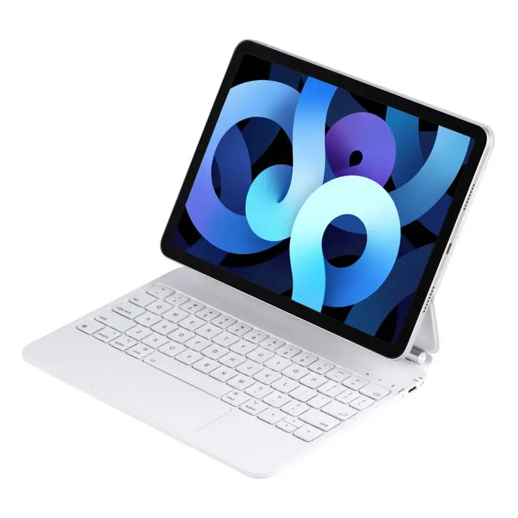For iPad Air 11 2025 / 2024 / Pro 11 Touchpad Magic Keyboard Integrated Magnetic Protective Case(White)