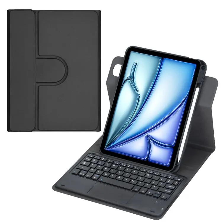 For iPad Air 11 2025 / iPad Pro 11 2022 360-degree Rotation Bluetooth Keyboard Leather Tablet Case with Touchpad(Black)