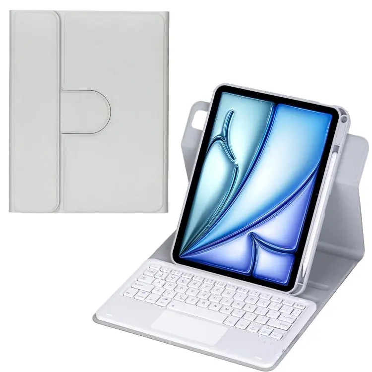 For iPad Air 11 2025 / iPad Pro 11 2022 360-degree Rotation Bluetooth Keyboard Leather Tablet Case with Touchpad(Grey)