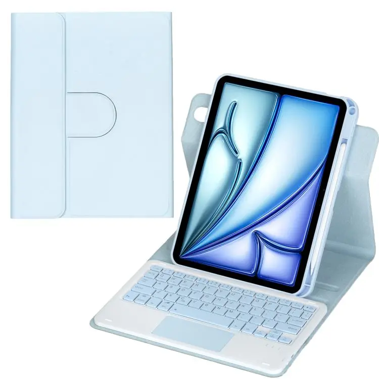 For iPad Air 11 2025 / iPad Pro 11 2022 360-degree Rotation Bluetooth Keyboard Leather Tablet Case with Touchpad(Ice Blue)