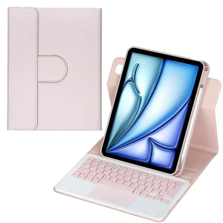 For iPad Air 11 2025 / iPad Pro 11 2022 360-degree Rotation Bluetooth Keyboard Leather Tablet Case with Touchpad(Pink)