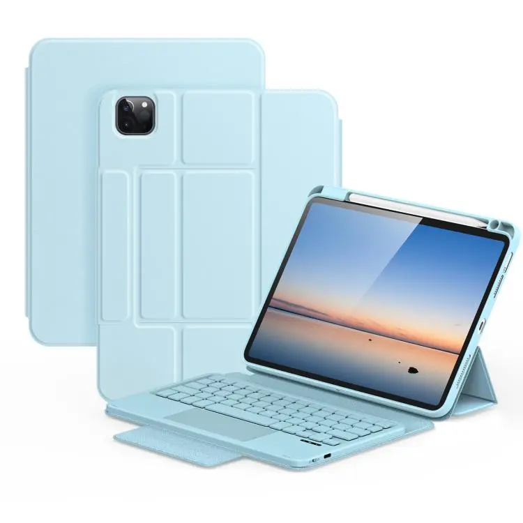 For iPad Air 11 2026 / 2025 / 2024 DUX DUCIS YK Series Magnetic Wireless Keyboard Vegan Leather Tablet Case(Blue)