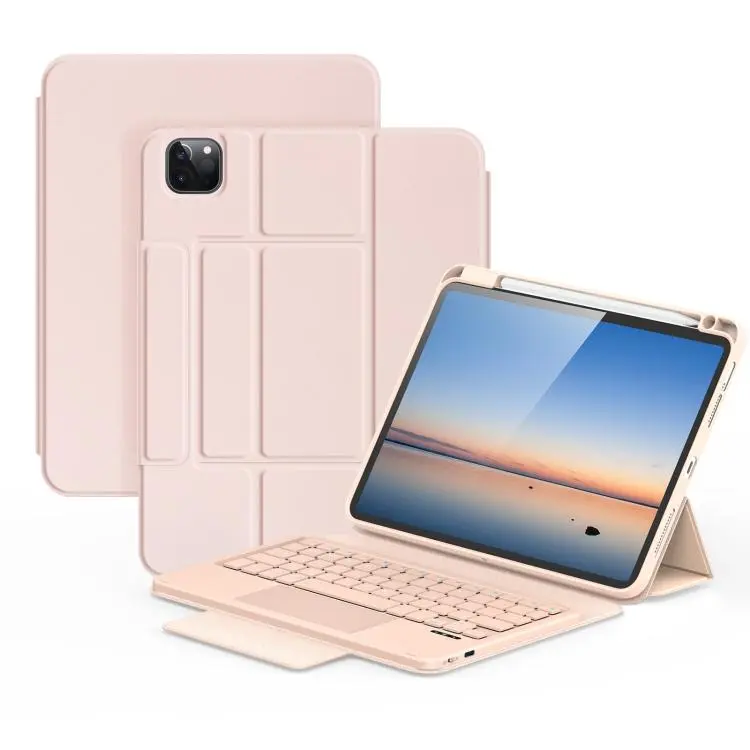 For iPad Air 11 2026 / 2025 / 2024 DUX DUCIS YK Series Magnetic Wireless Keyboard Vegan Leather Tablet Case(Pink)