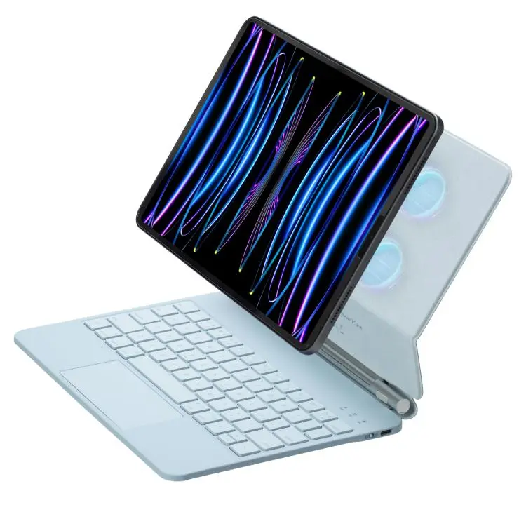 For iPad Air 13 2025 / 2024 / Pro 12.9 2022 Touch Pad Bluetooth Keyboard Leather Tablet Cover(Blue)