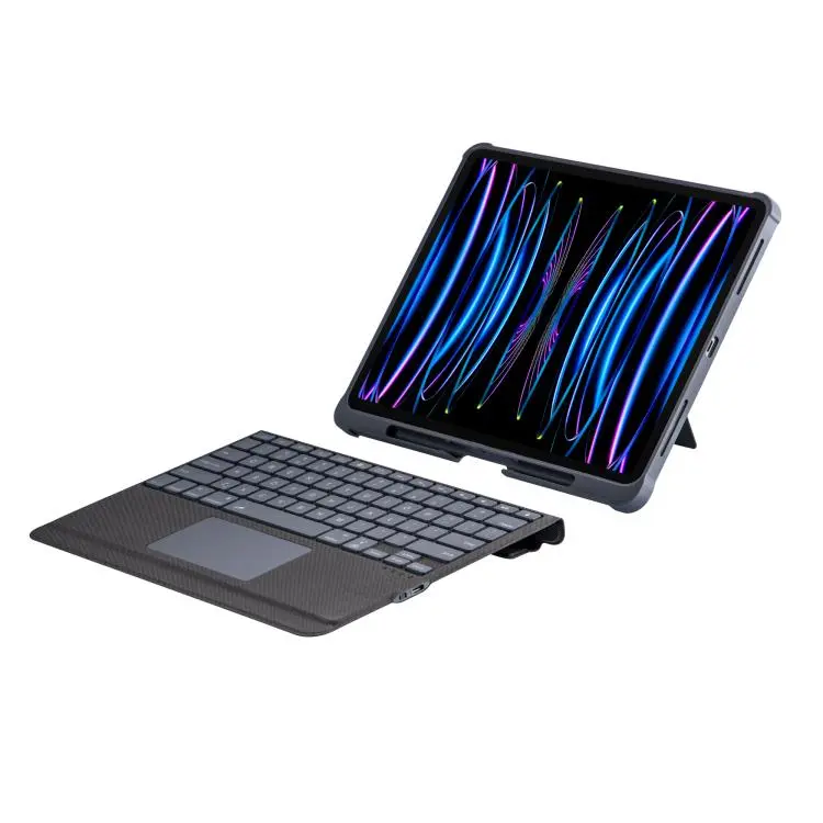 For iPad Air 13 2025 / 2024 / Pro 12.9 Split Bluetooth Backlit Keyboard Magnetic Four Corner Airbag Protective Case(Black)