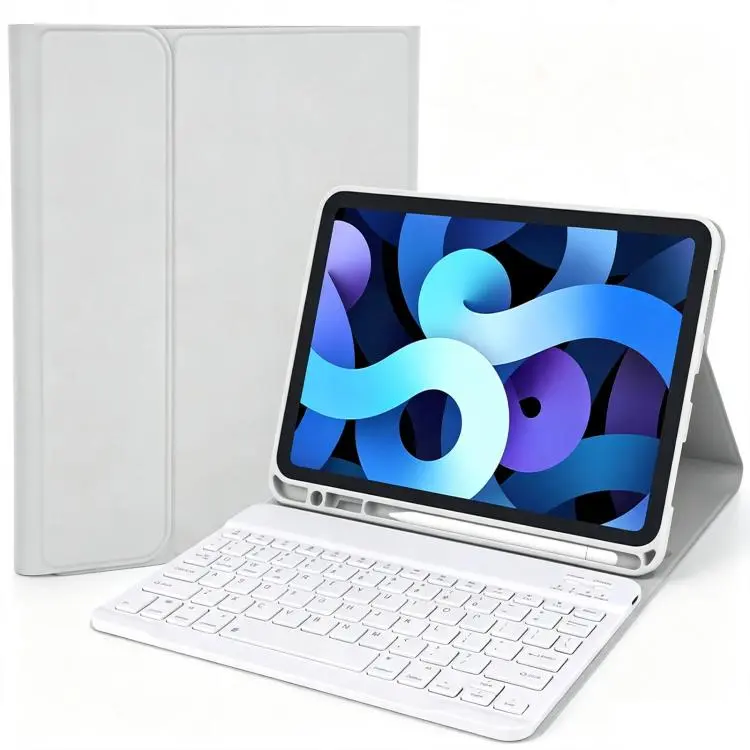 For iPad Pro 11 2022 / 2021 / 2020 Solid Color Smart Tablet Leather Case with Detachable BT Keyboard(Light Grey)