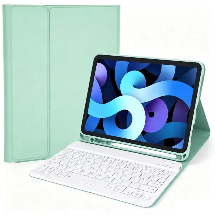 For iPad Pro 11 2022 / 2021 / 2020 Solid Color Smart Tablet Leather Case with Detachable BT Keyboard(Matcha Green)