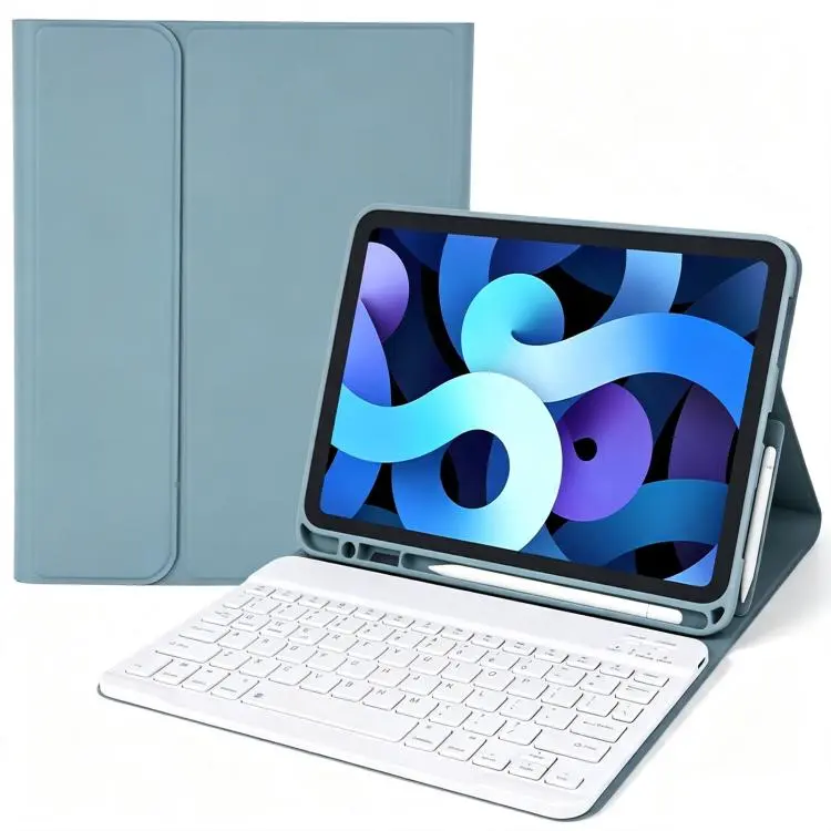 For iPad Pro 11 2022 / 2021 / 2020 Solid Color Smart Tablet Leather Case with Detachable BT Keyboard(Sea Blue)