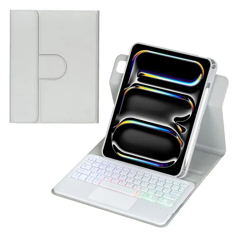 For iPad Pro 11 2025 / 2024 360-degree Rotation Backlight Bluetooth Keyboard Leather Tablet Case with Touchpad(Grey)