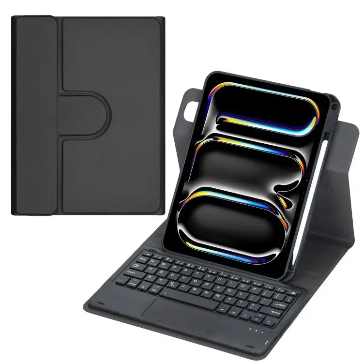 For iPad Pro 11 2025 / 2024 360-degree Rotation Bluetooth Keyboard Leather Tablet Case with Touchpad(Black)