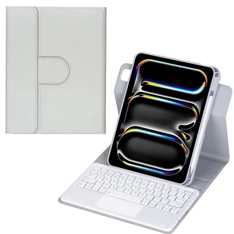 For iPad Pro 11 2025 / 2024 360-degree Rotation Bluetooth Keyboard Leather Tablet Case with Touchpad(Grey)