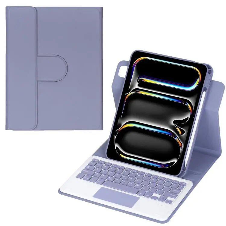 For iPad Pro 11 2025 / 2024 360-degree Rotation Bluetooth Keyboard Leather Tablet Case with Touchpad(Lavender Purple)